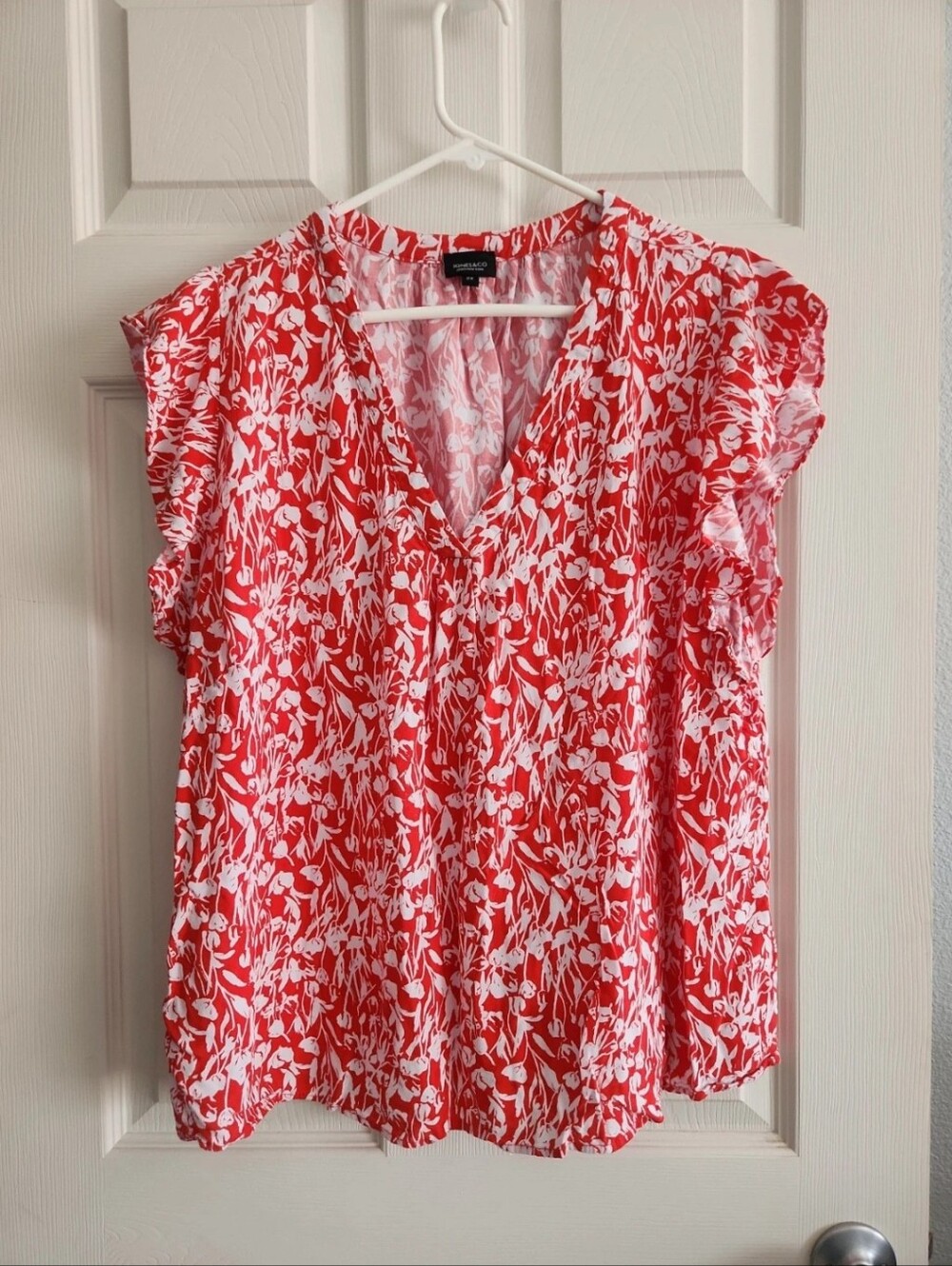 V-Neck Flutter Sleeve Blouse